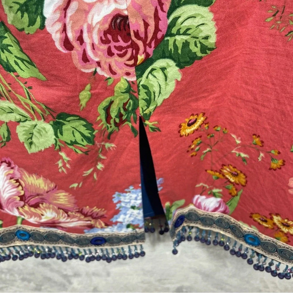 Mica floral tapestry midi skirt beaded mirrored trim women’s size 10 coquette - Picture 4 of 8